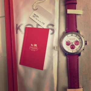 Leather pink coach watch
